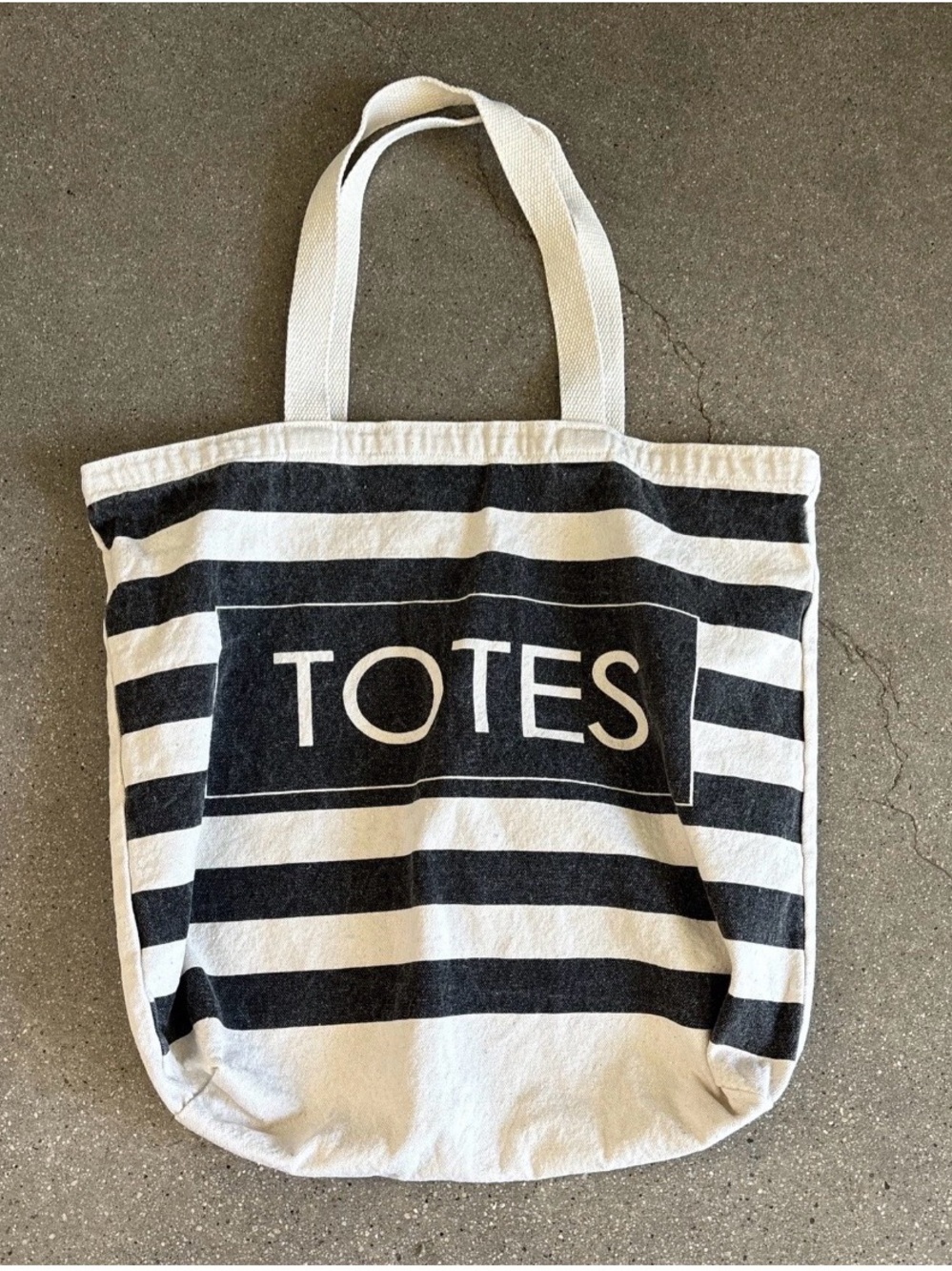 totes Black & White Striped Canvas Tote